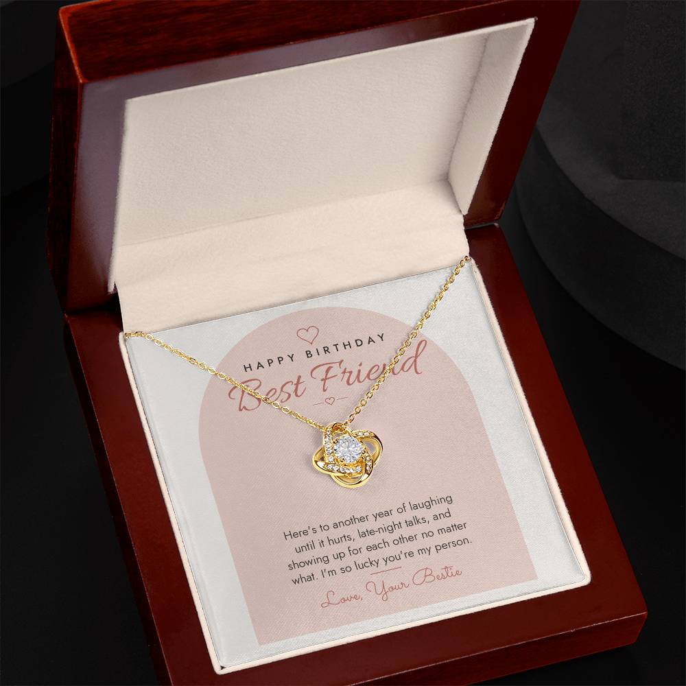 Birthday Love Knot Necklace for Best Friend – Modern Card