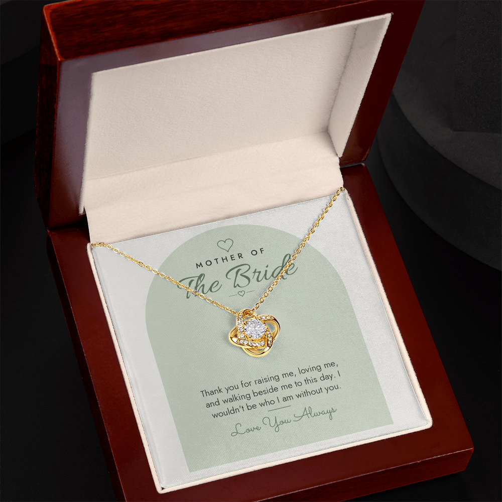 Wedding Love Knot Necklace for Mother of the Bride – Modern Card