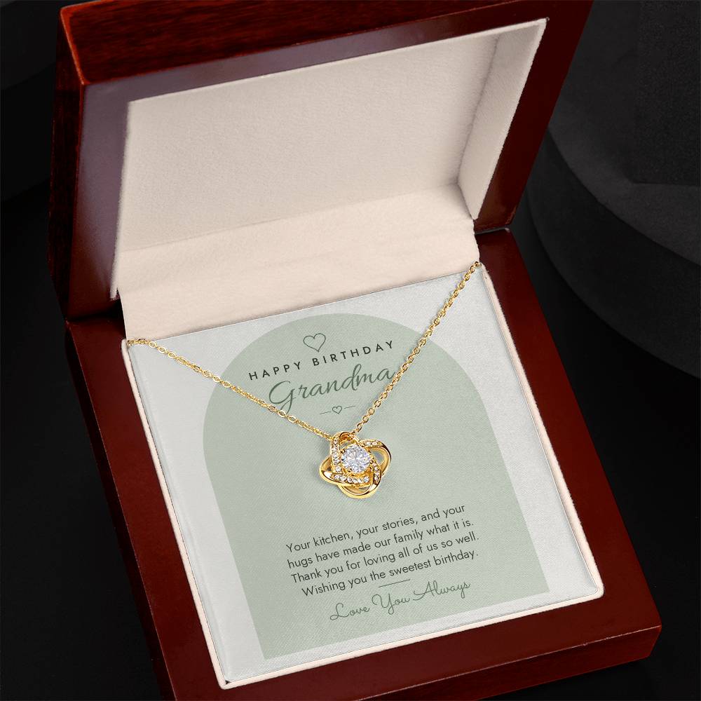 Birthday Love Knot Necklace for Grandma – Modern Card