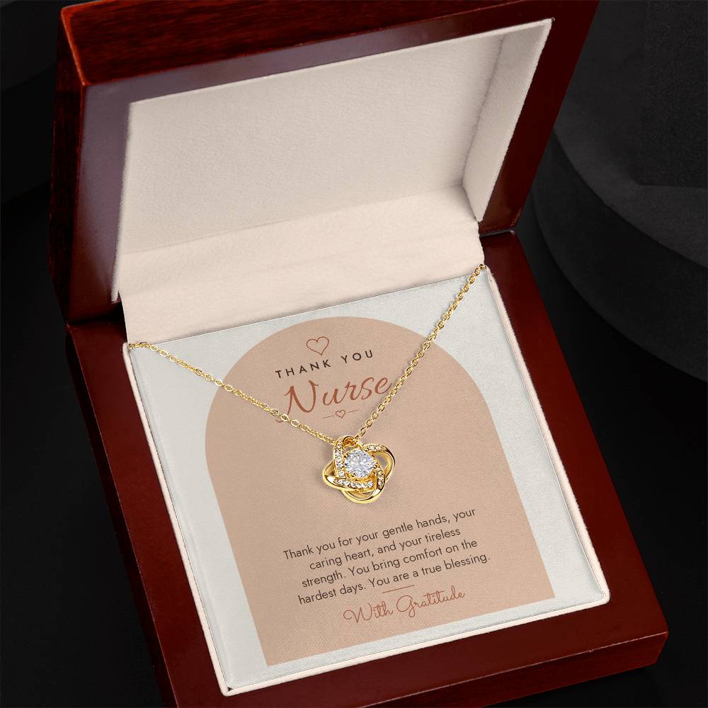 Thank You Love Knot Necklace for Nurse – Modern Card