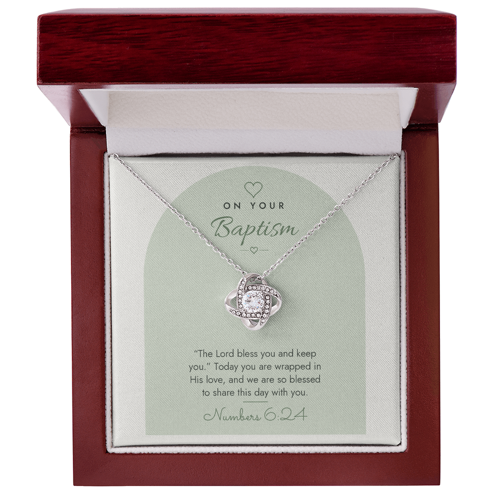Baptism Love Knot Necklace – Modern Card