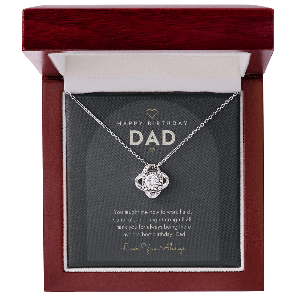 Birthday Love Knot Necklace for Dad – Modern Card