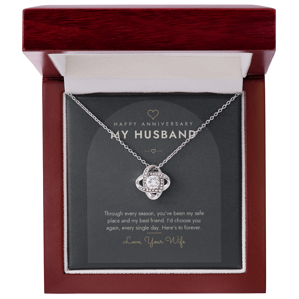 Anniversary Love Knot Necklace for Husband – Modern Card