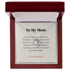 White gold Love Knot necklace for Mom with To My Mom Christmas card in mahogany LED luxury gift box