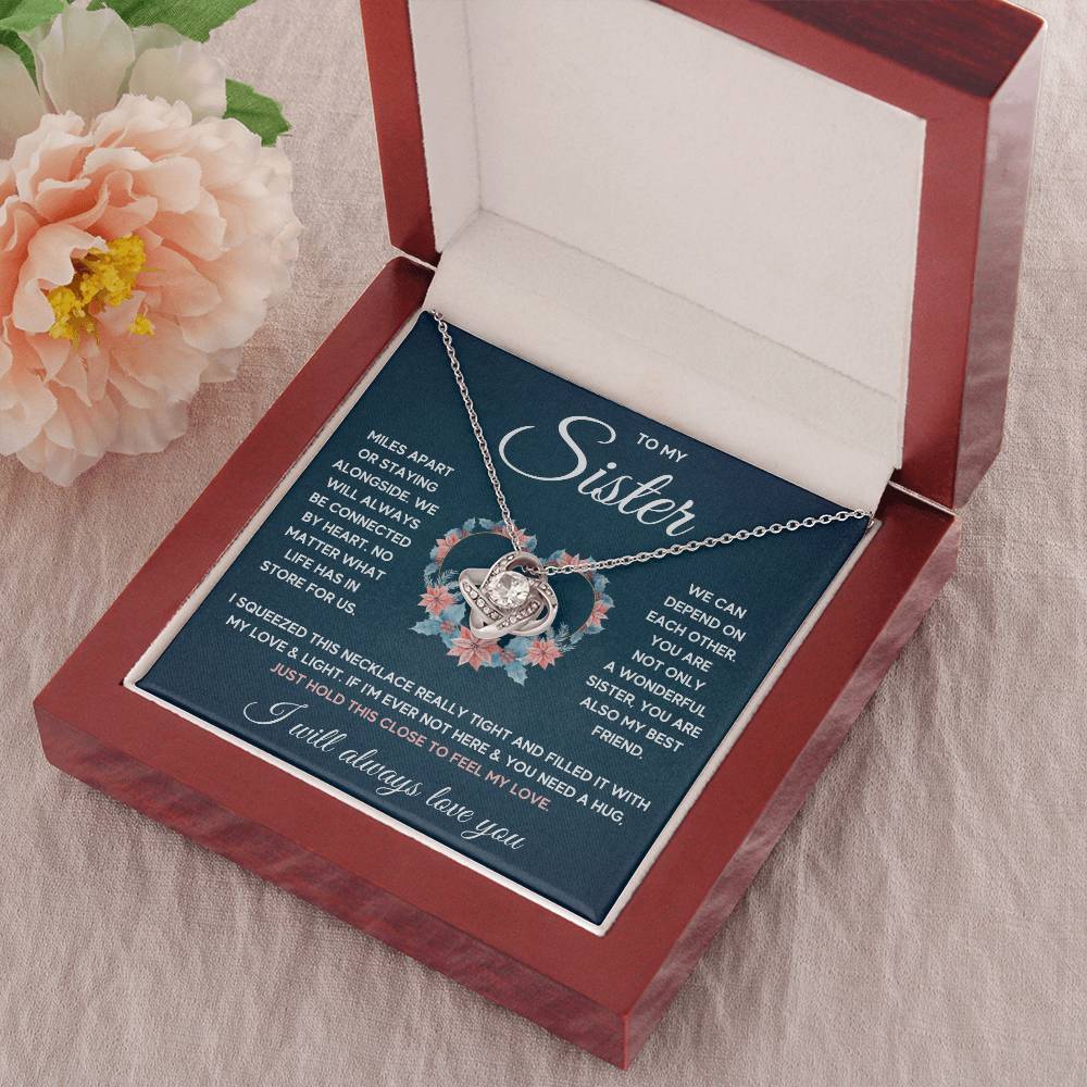 To My Sister – Squeezed Love Knot – Necklace Gift Set