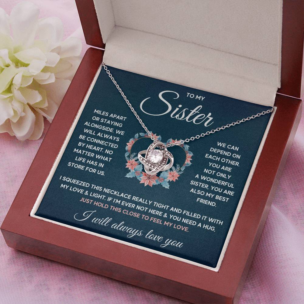 To My Sister – Squeezed Love Knot – Necklace Gift Set