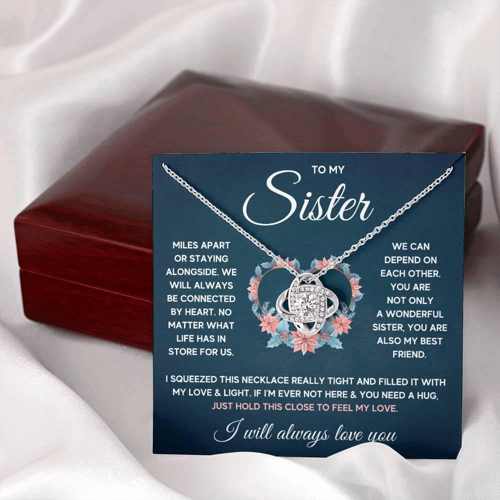 To My Sister – Squeezed Love Knot – Necklace Gift Set