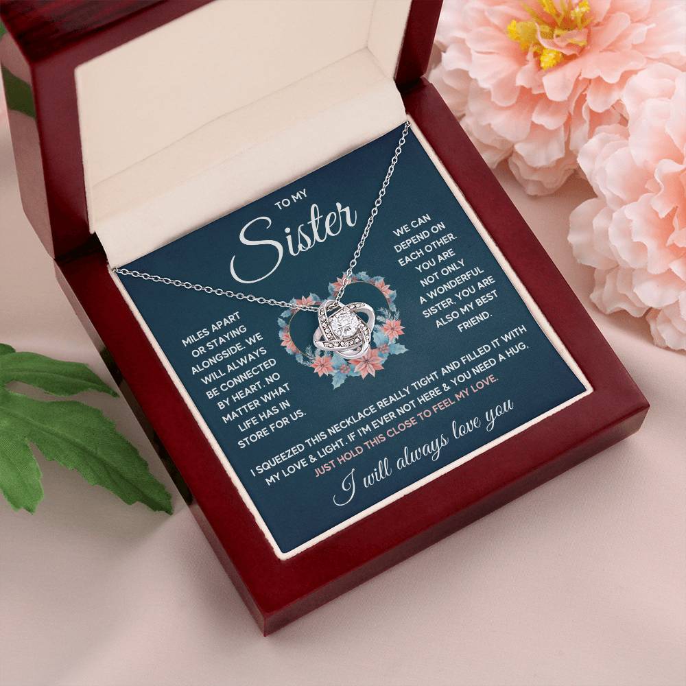 To My Sister – Squeezed Love Knot – Necklace Gift Set