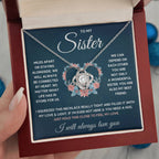 To My Sister – Squeezed Love Knot – Necklace Gift Set