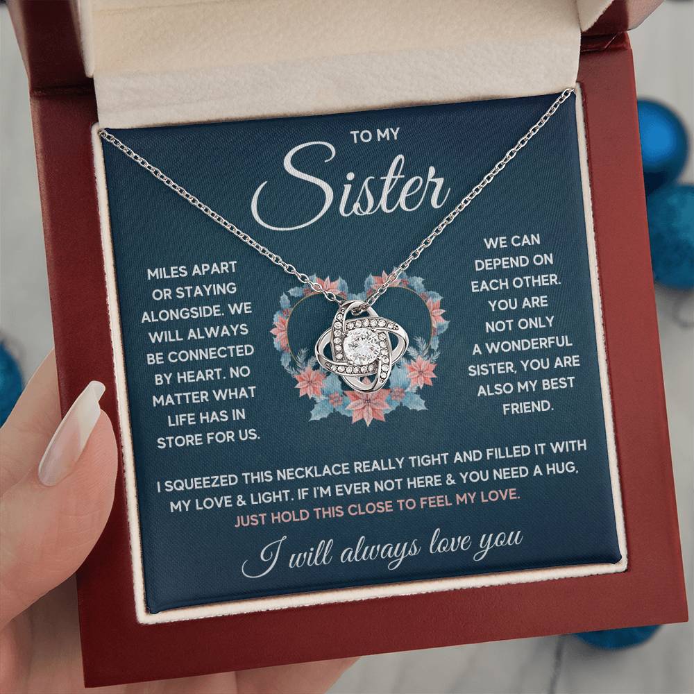 To My Sister – Squeezed Love Knot – Necklace Gift Set