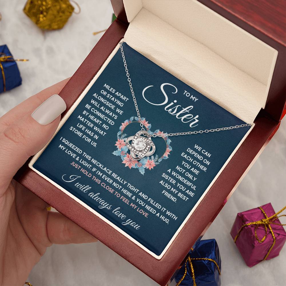 To My Sister – Squeezed Love Knot – Necklace Gift Set