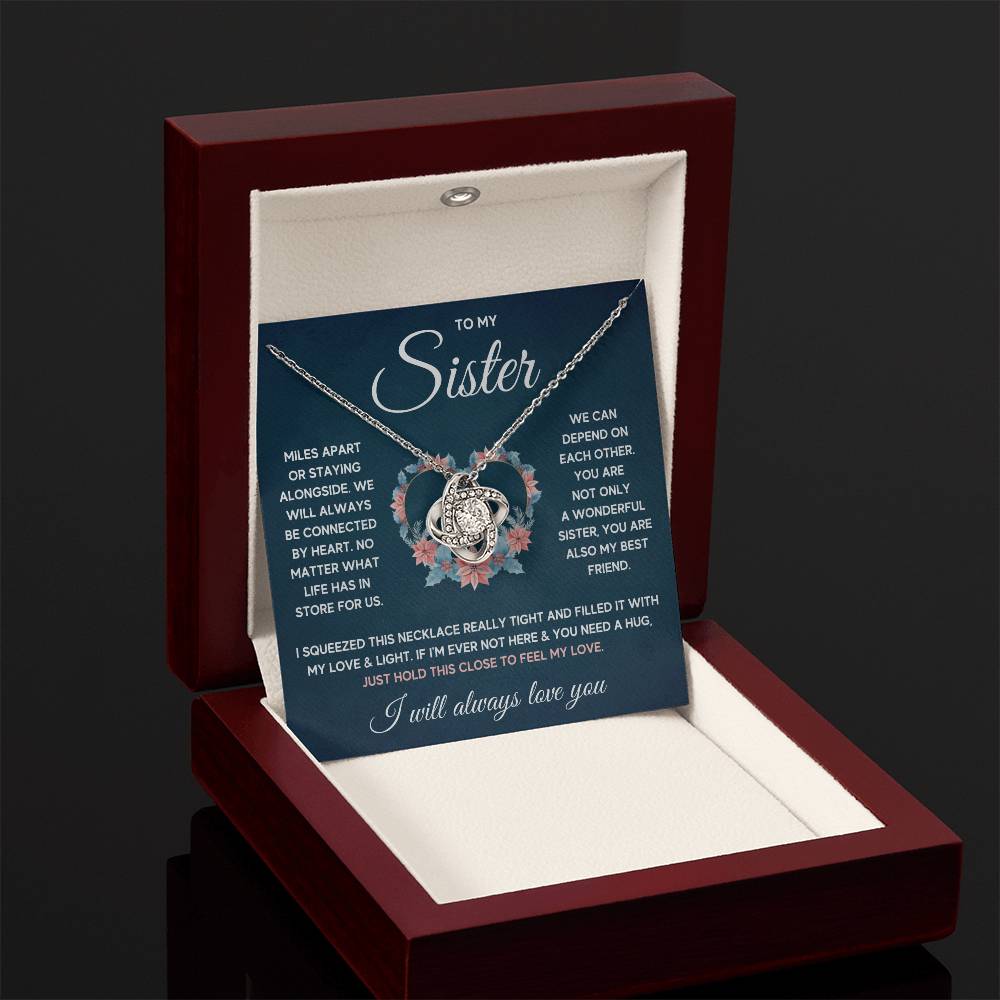 To My Sister – Squeezed Love Knot – Necklace Gift Set