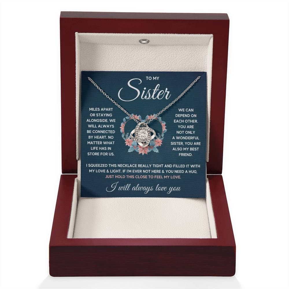 To My Sister – Squeezed Love Knot – Necklace Gift Set