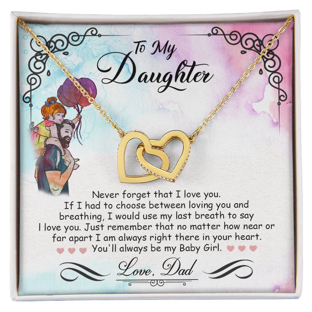 My Baby Girl – Watercolor Balloons – Interlocking Heart Necklace