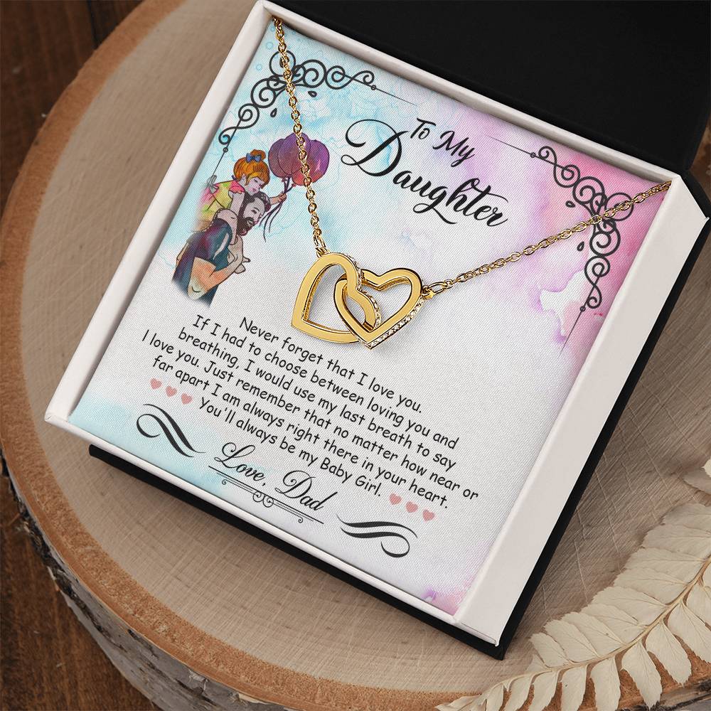 My Baby Girl – Watercolor Balloons – Interlocking Heart Necklace