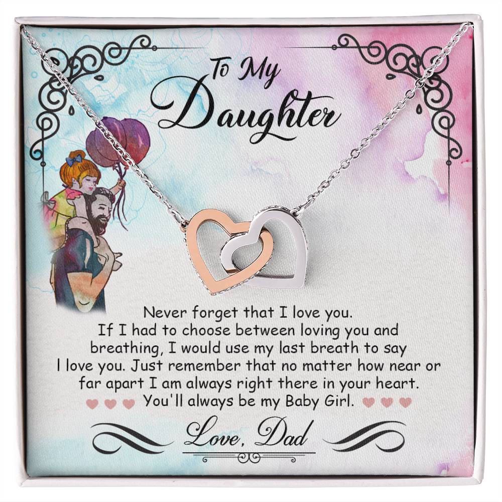 My Baby Girl – Watercolor Balloons – Interlocking Heart Necklace
