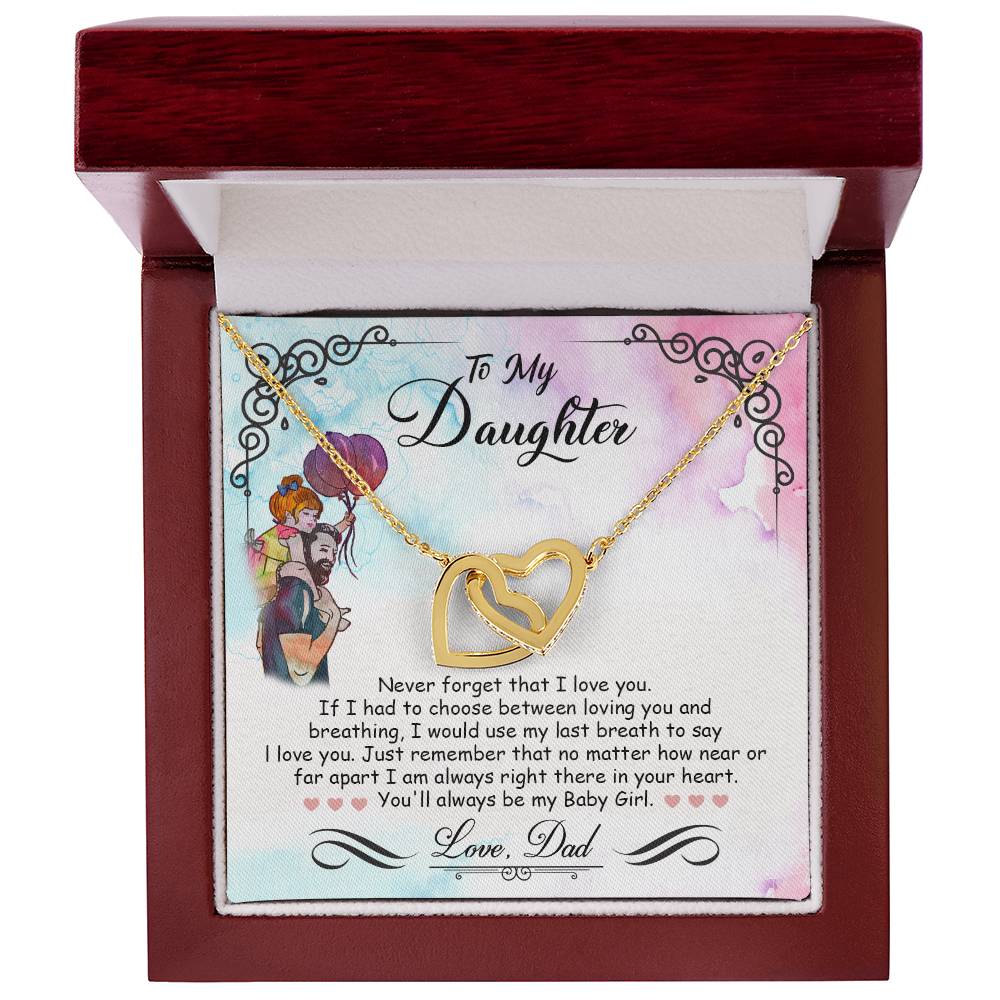 My Baby Girl – Watercolor Balloons – Interlocking Heart Necklace