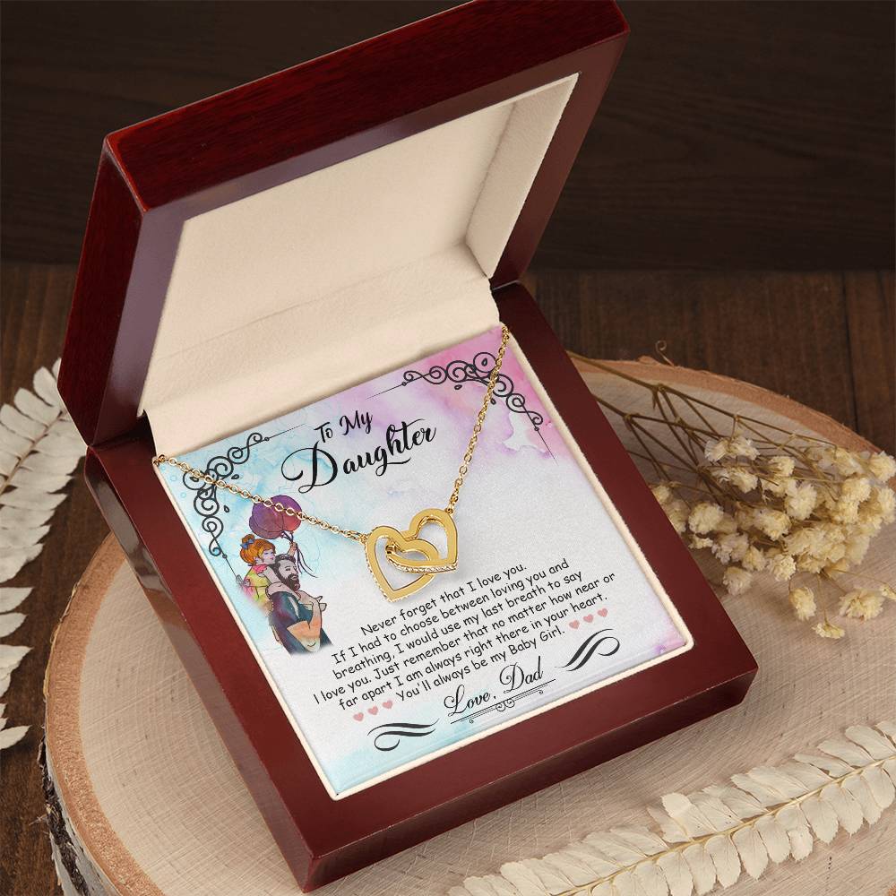 My Baby Girl – Watercolor Balloons – Interlocking Heart Necklace