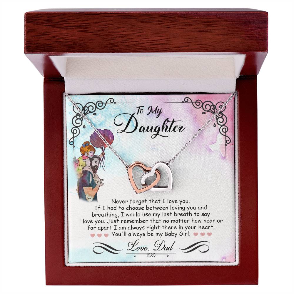 My Baby Girl – Watercolor Balloons – Interlocking Heart Necklace