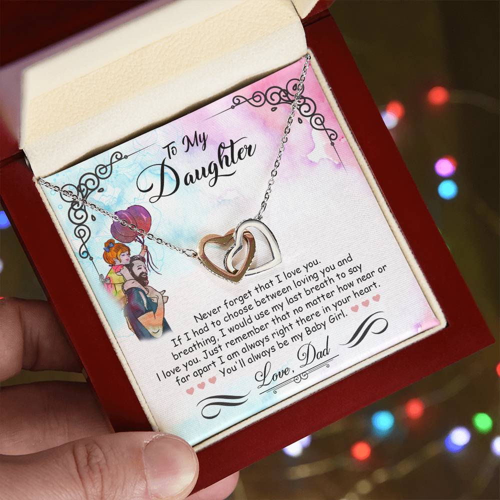 My Baby Girl – Watercolor Balloons – Interlocking Heart Necklace