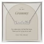 Custom name necklace for grammy – Modern Arch pendant with To My Grammy message card, view 1