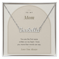 Custom name necklace for mom – Modern Arch pendant with To My Mom message card, view 1