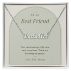 Custom name necklace for best friend – Modern Arch pendant with To My Best Friend message card, view 1