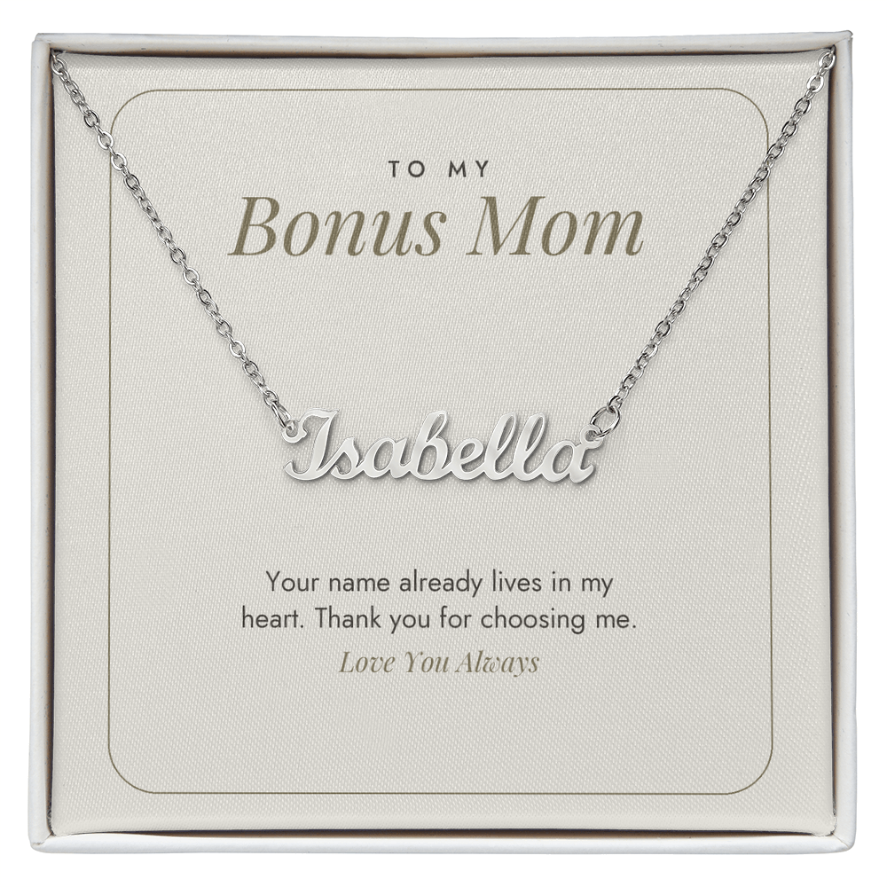 Custom Name Necklace for Bonus Mom – Thank You for Choosing Me – Modern Card