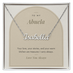 Custom name necklace for abuela – Modern Arch pendant with To My Abuela message card, view 1