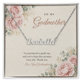 Silver finish Godmother name necklace on pink rose floral "To My Godmother" message card – name necklace for Godmother