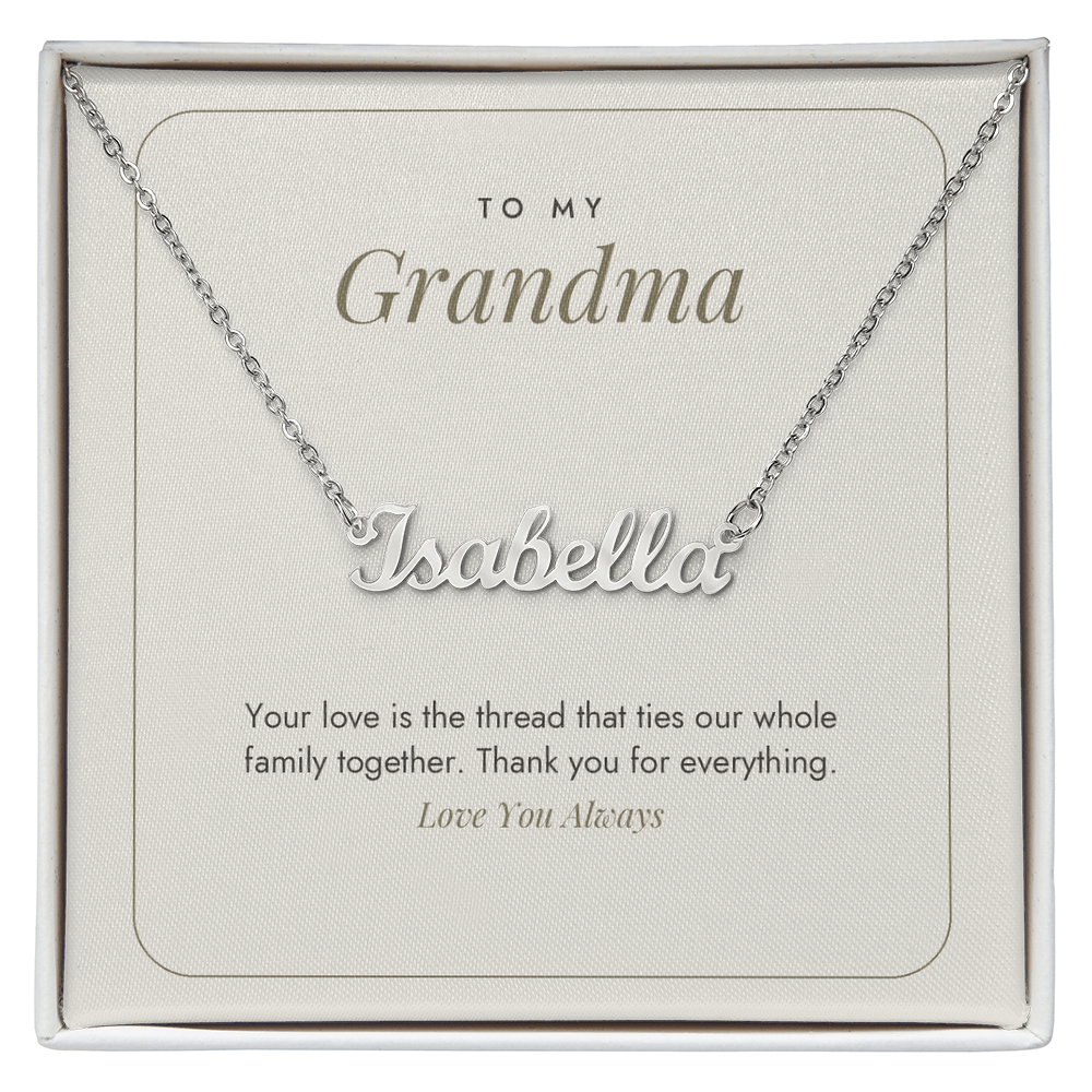 Custom Name Necklace for Grandma – The Thread That Ties Us Together – Modern Card