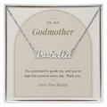 Custom name necklace for godmother – Modern Arch pendant with To My Godmother message card, view 1