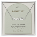 Custom name necklace for grandma – Modern Arch pendant with To My Grandma message card, view 1