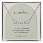 Custom name necklace for grandma – Modern Arch pendant with To My Grandma message card, view 1