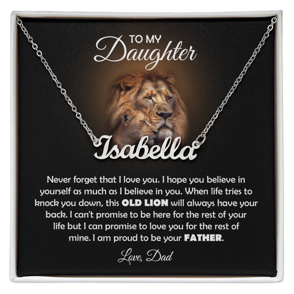 To My Daughter – Old Lion – Name Necklace Gift Set