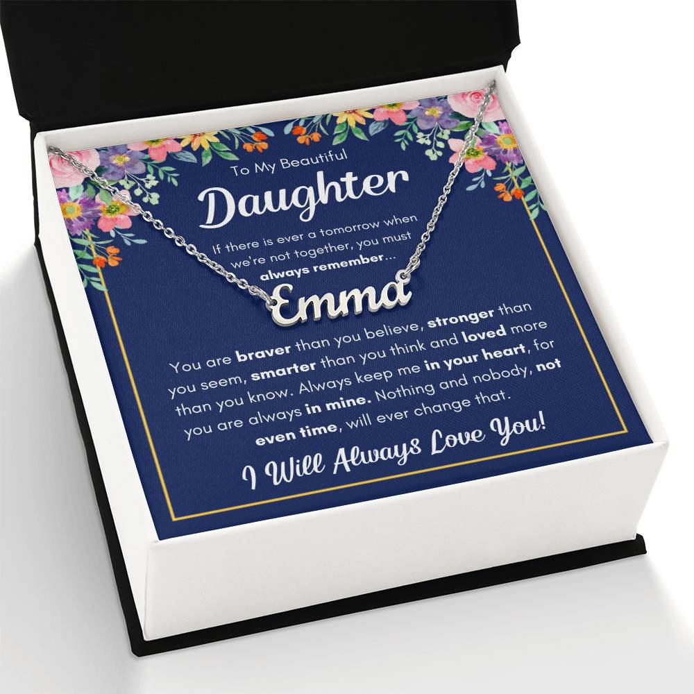 To My Daughter – Braver – Name Necklace Gift Set