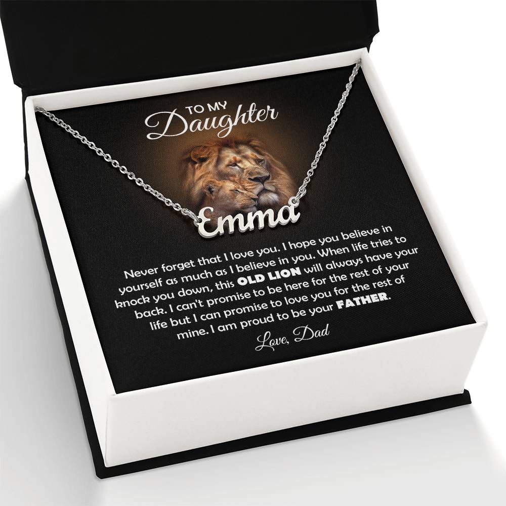 To My Daughter – Old Lion – Name Necklace Gift Set
