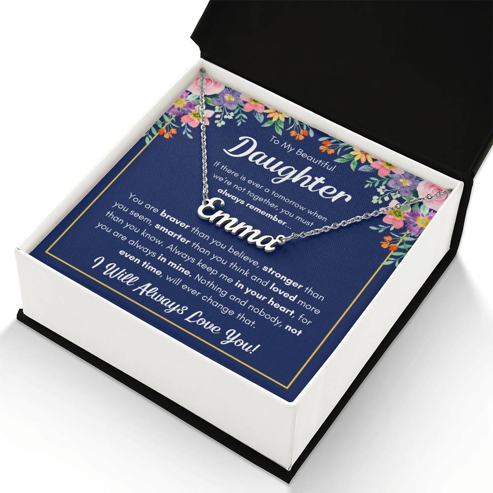 To My Daughter – Braver – Name Necklace Gift Set