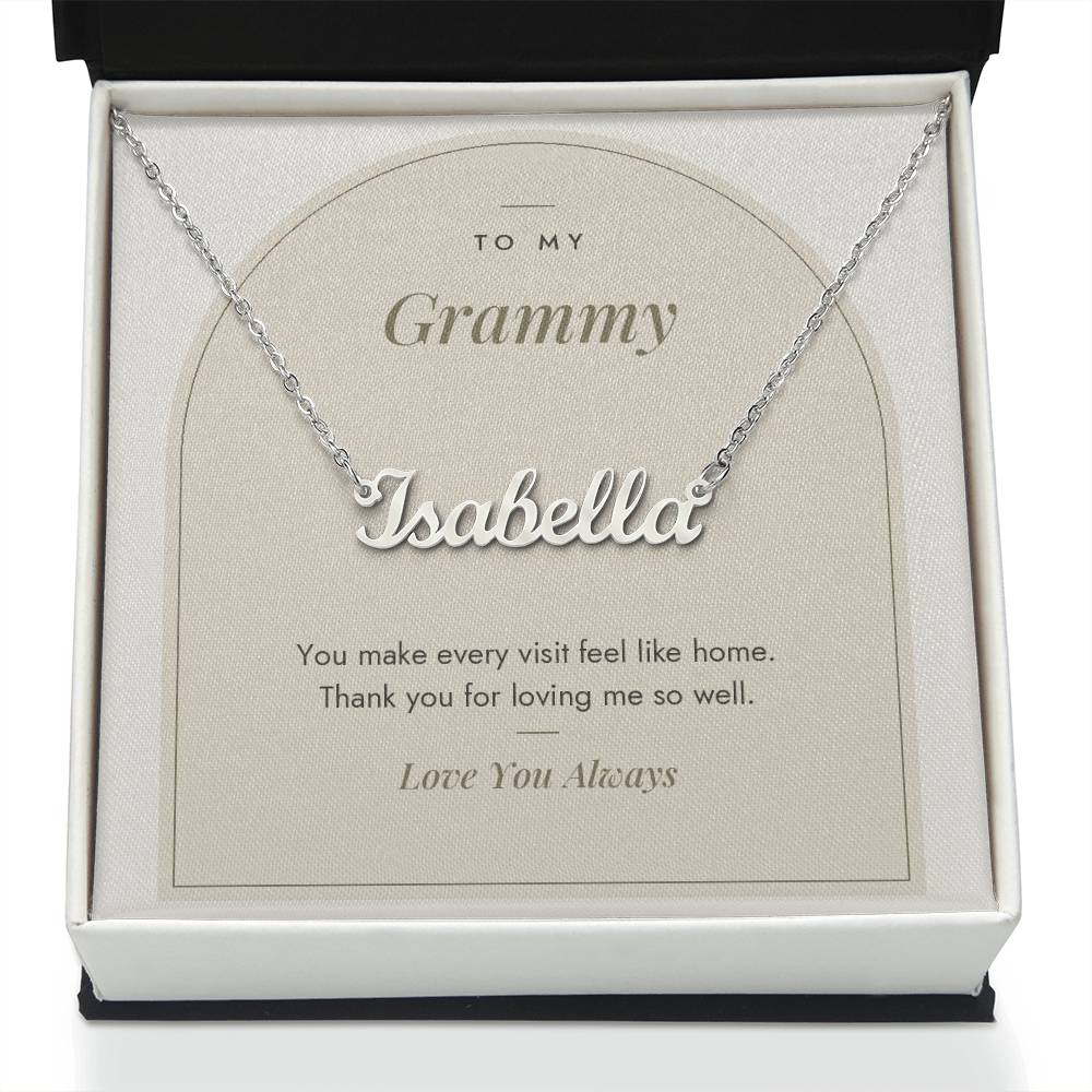 Custom name necklace for grammy – Modern Arch pendant with To My Grammy message card, view 2