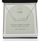 Custom name necklace for gigi – Modern Arch pendant with To My Gigi message card, view 2