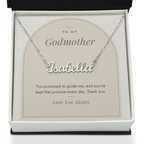 Custom name necklace for godmother – Modern Arch pendant with To My Godmother message card, view 2