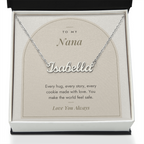 Custom name necklace for nana – Modern Arch pendant with To My Nana message card, view 2