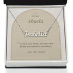 Custom name necklace for abuela – Modern Arch pendant with To My Abuela message card, view 2
