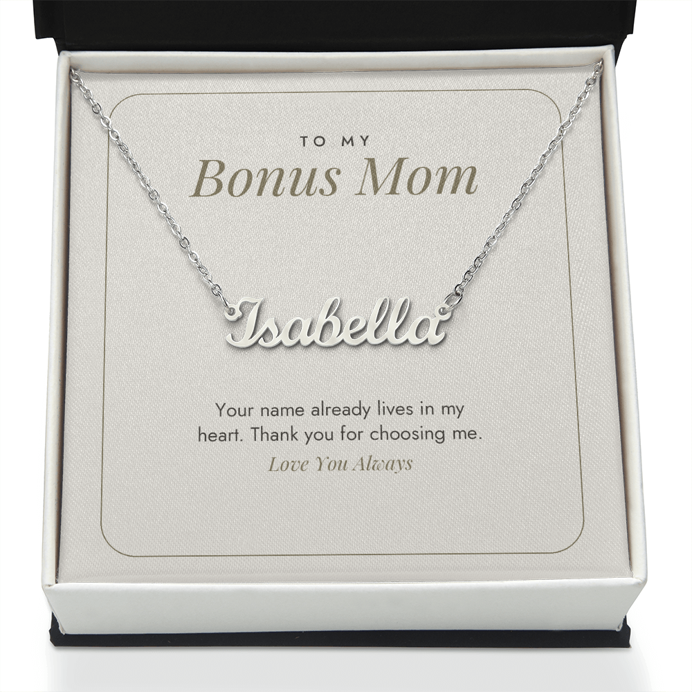 Custom Name Necklace for Bonus Mom – Thank You for Choosing Me – Modern Card