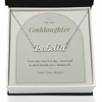 Custom name necklace for goddaughter – Modern Arch pendant with To My Goddaughter message card, view 2