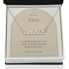 Custom name necklace for niece – Modern Arch pendant with To My Niece message card, view 2