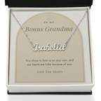 Custom name necklace for bonus grandma – Modern Arch pendant with To My Bonus Grandma message card, view 2