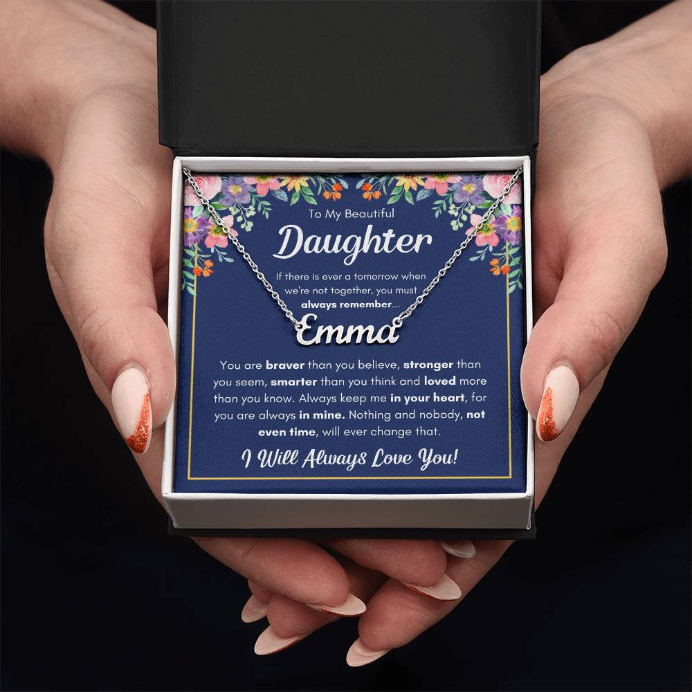 To My Daughter – Braver – Name Necklace Gift Set