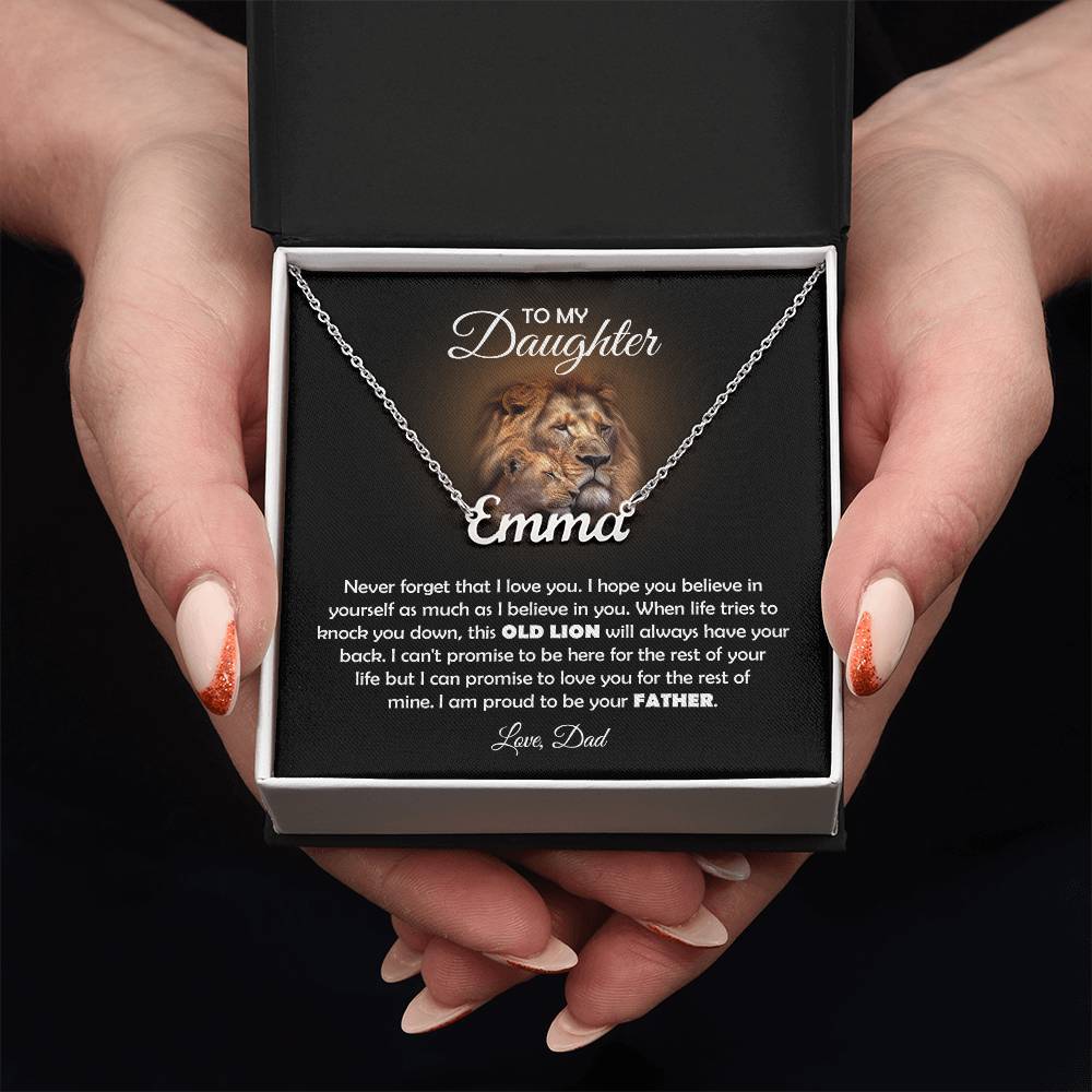 To My Daughter – Old Lion – Name Necklace Gift Set