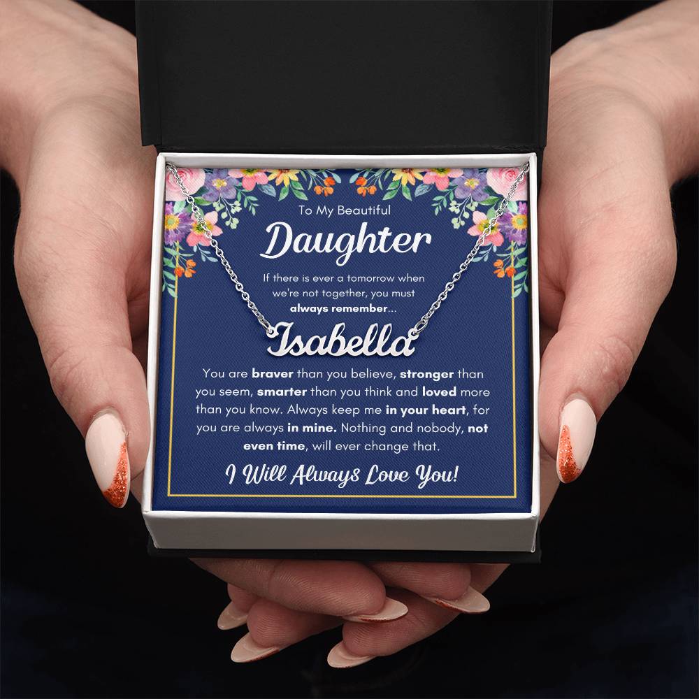 To My Daughter – Braver – Name Necklace Gift Set